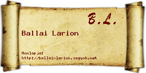 Ballai Larion névjegykártya